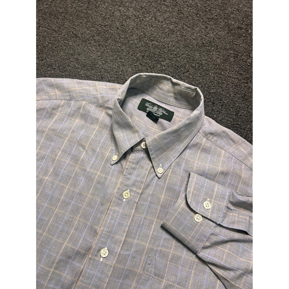 Brooks Brothers Country Club Button Down Shirt Gray Plaid Mens XL Gnetleman USA